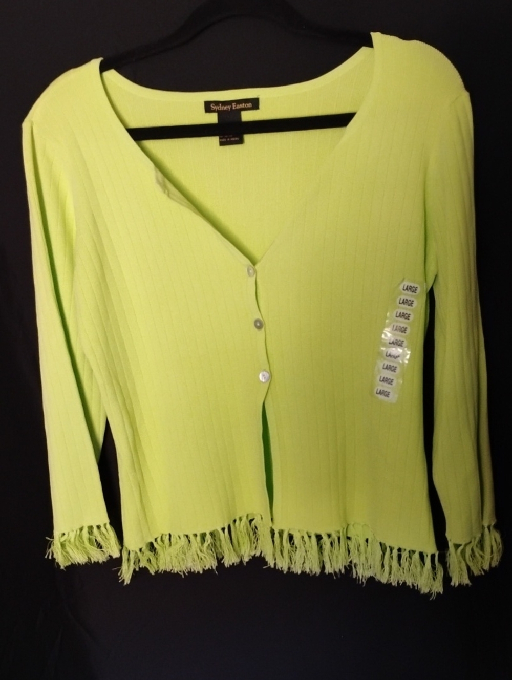 Sydney Easton- Lime /Apple Green Very Cute Top With Fringe Bottom And Sleeves